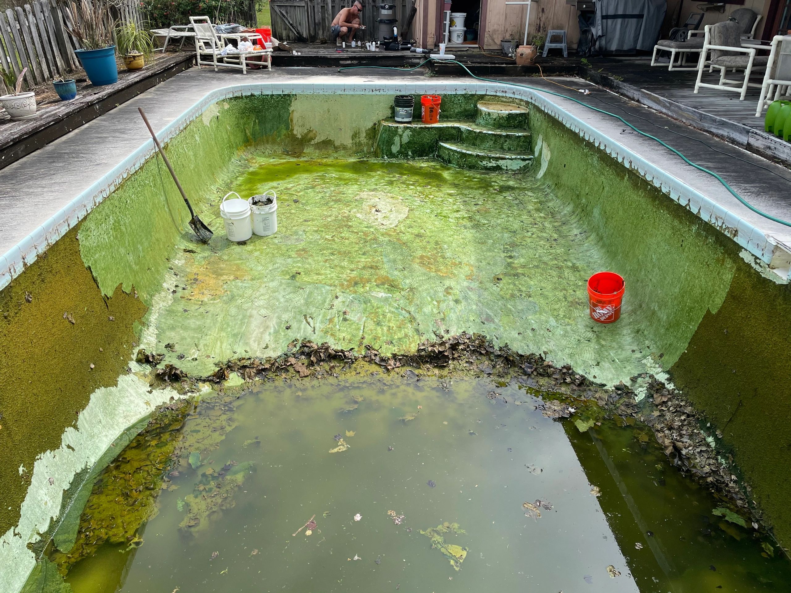 Sparkling pool water after professional cleaning service