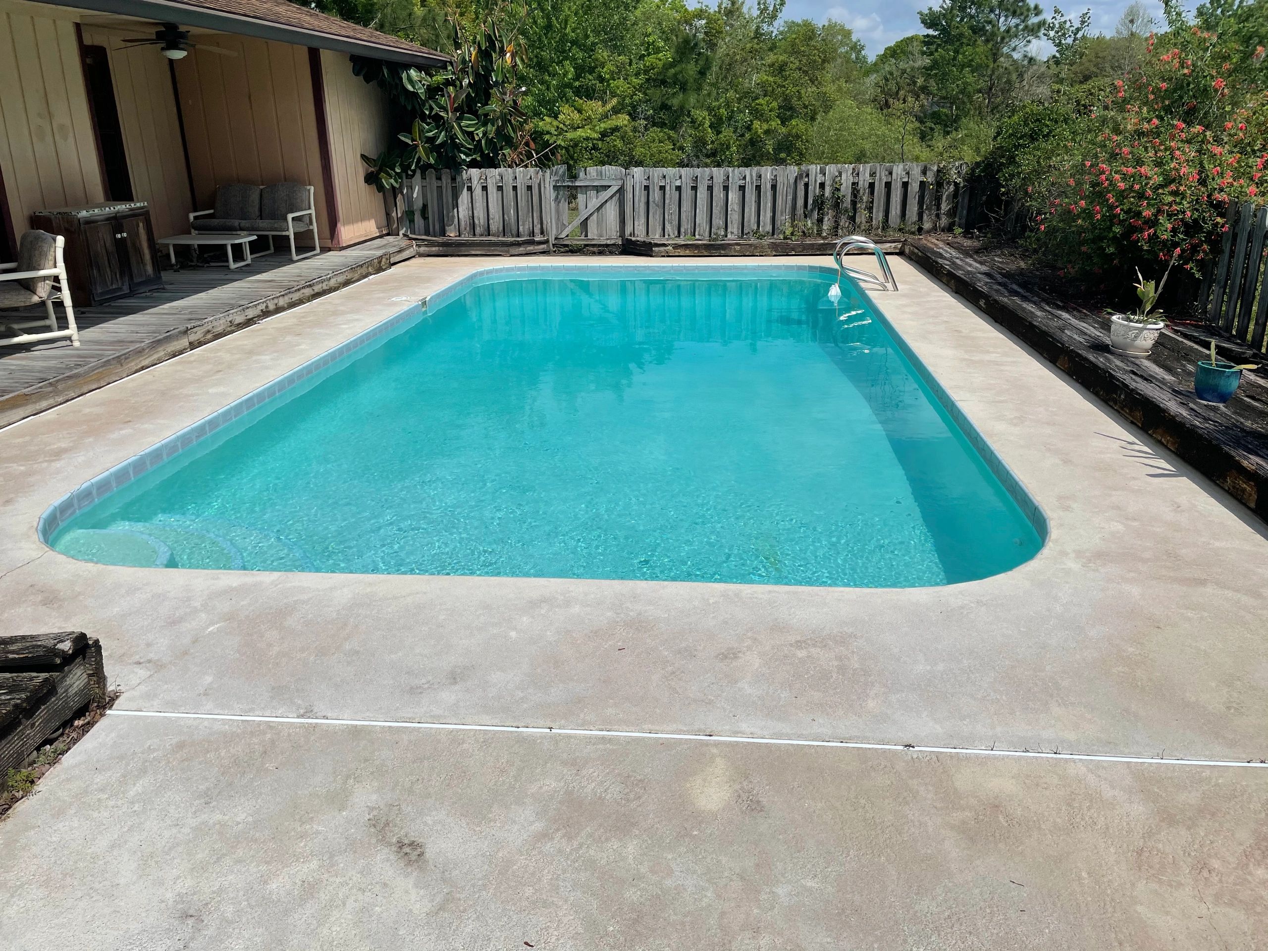 Residential pool with clear blue water